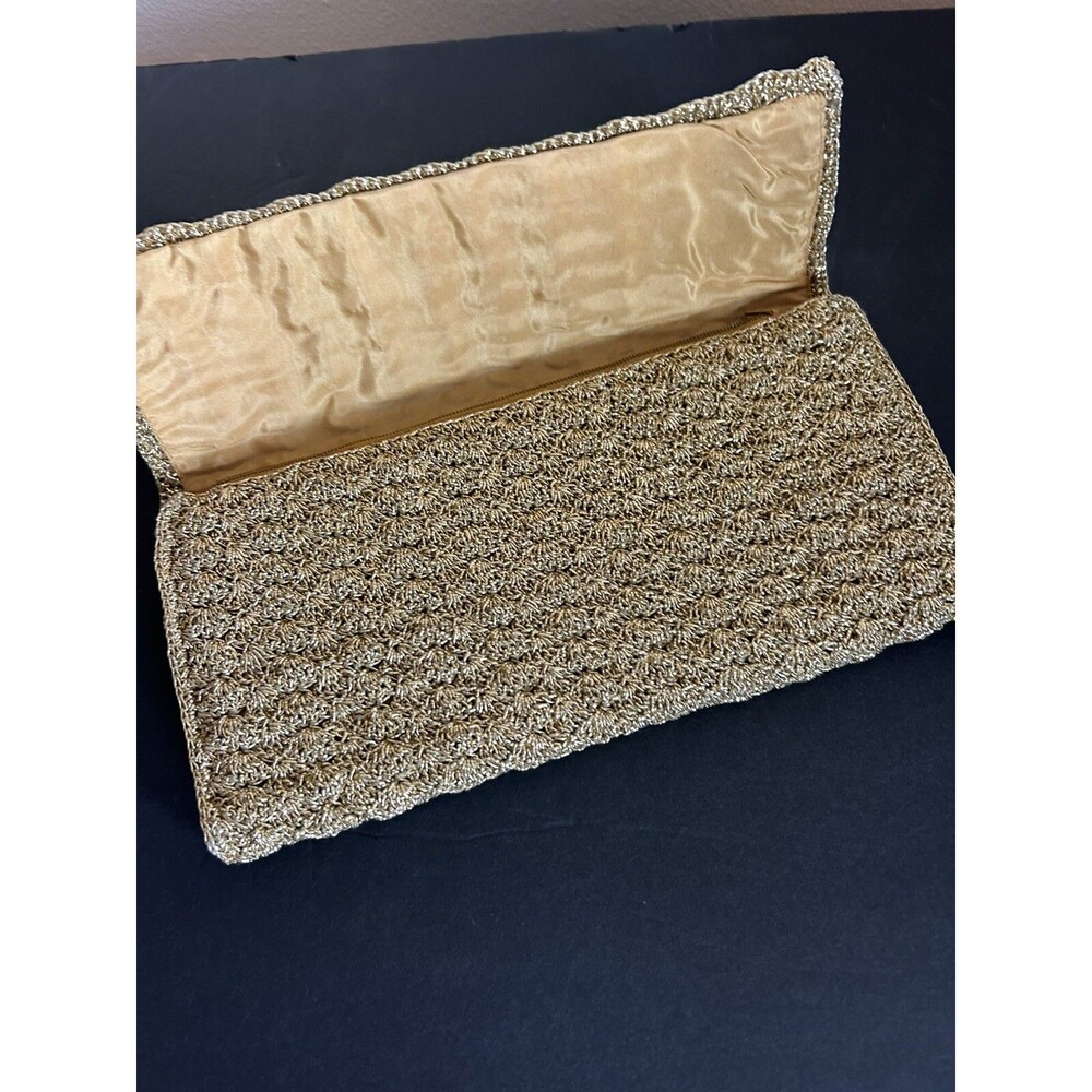 Vintage Gold Braided Clutch envelope folded purse Cocktail Purse Holiday Handbag